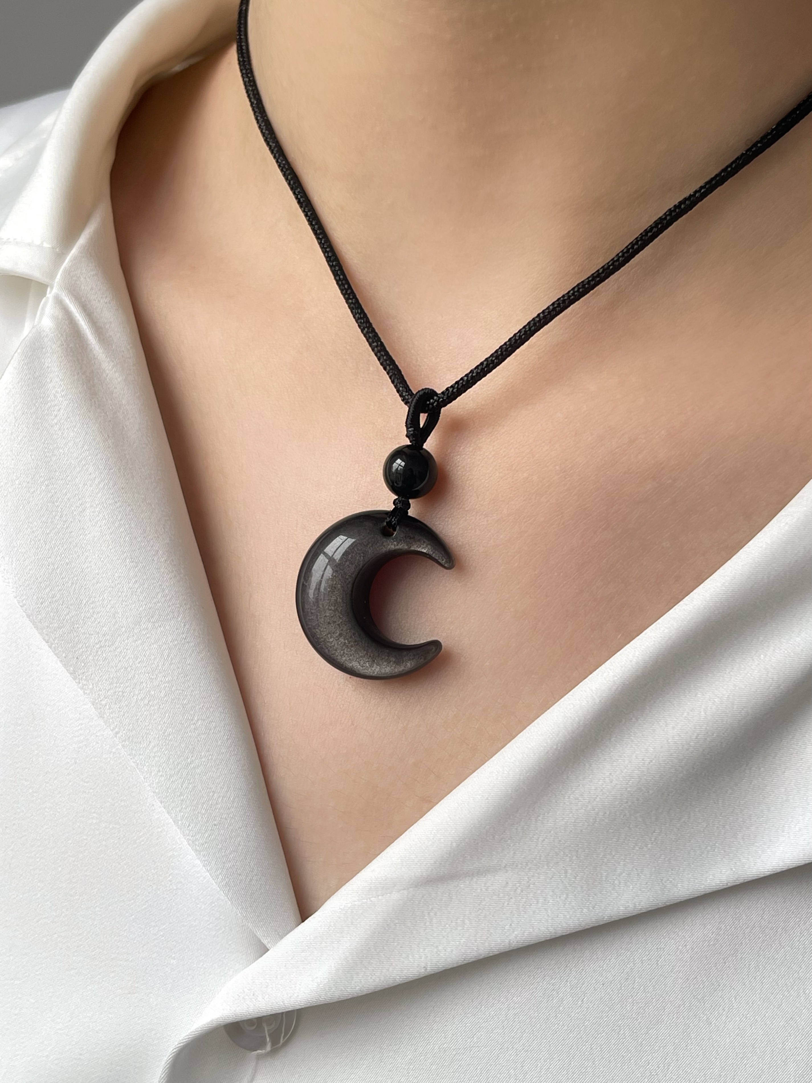 Golden Obsidian Necklace - Silver Sand Moon Soul