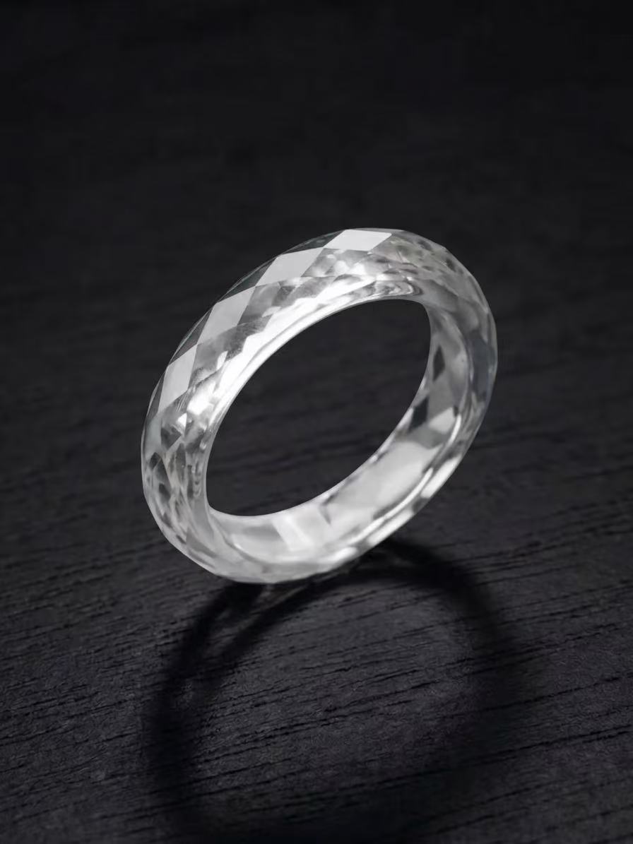 White Sapphire-360-Degree Faceted Ring