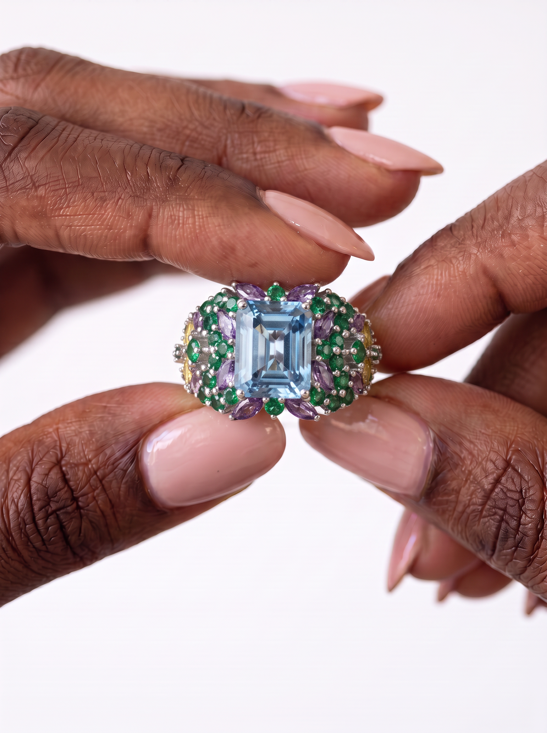 Emerald Brilliant Cut Spinel Ring - Tranquil Garden
