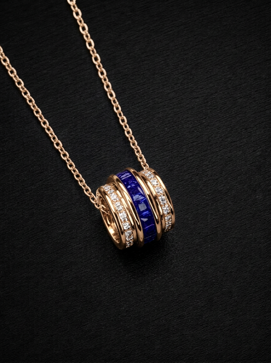Sapphire-Princess Brilliant Cut Rotatable Necklace-Destiny Spin