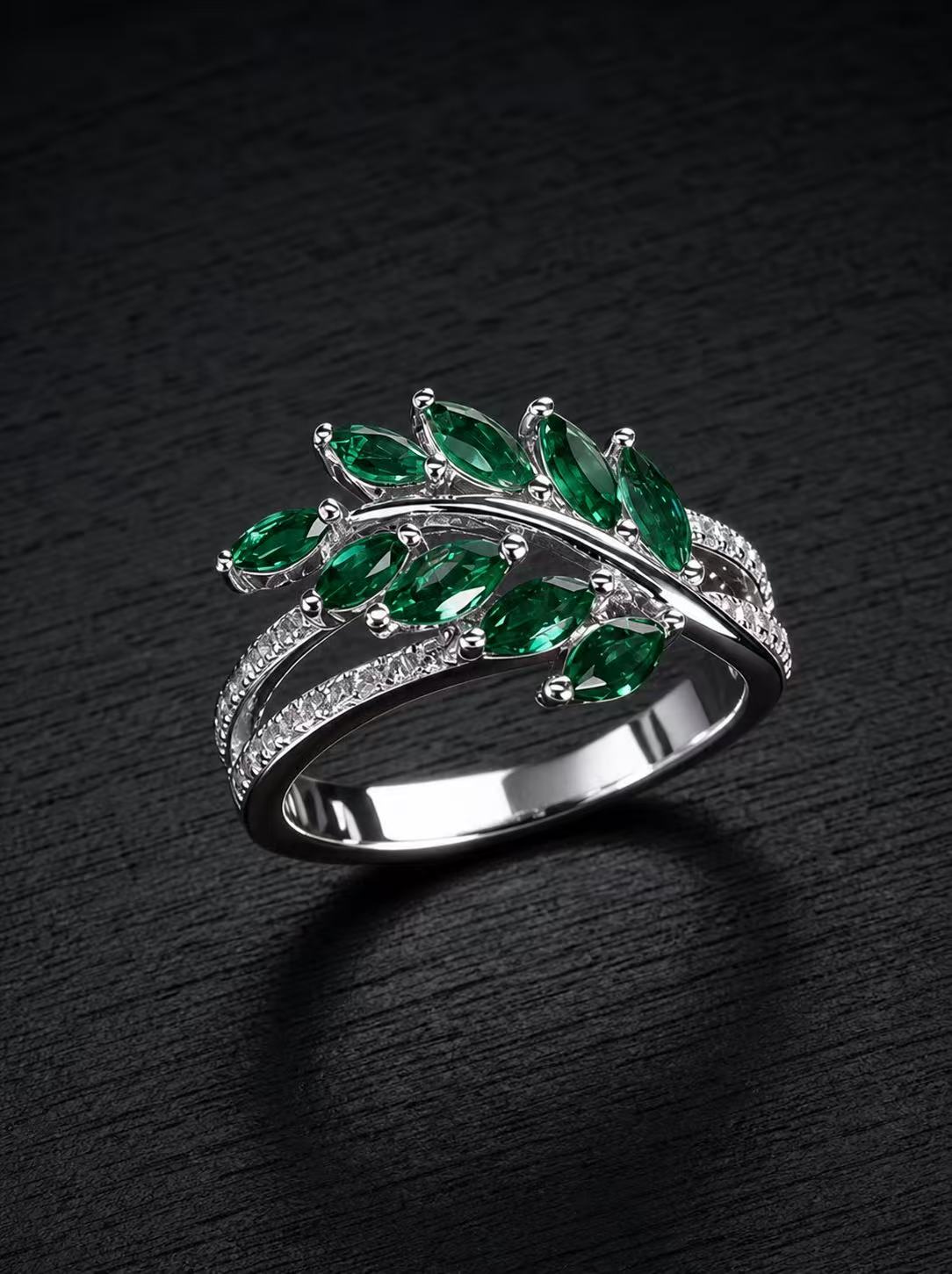 Emerald-Marquise Brilliant Ring-The Leaf