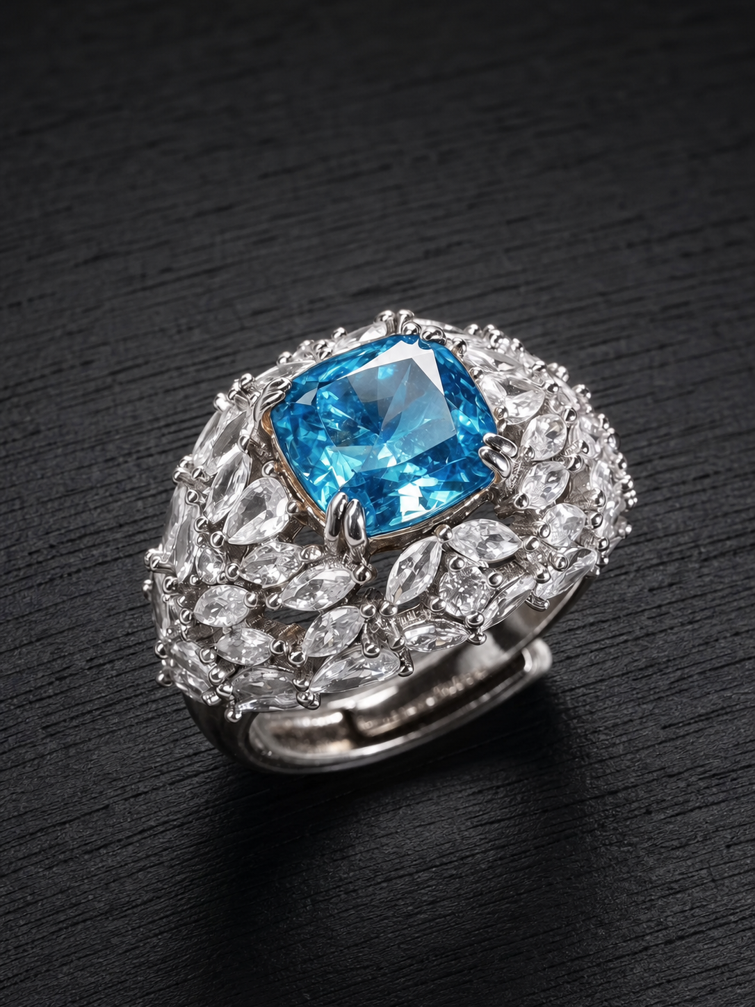 Cushion Brilliant Cut Cubic Zirconia Ring - Ocean Spark