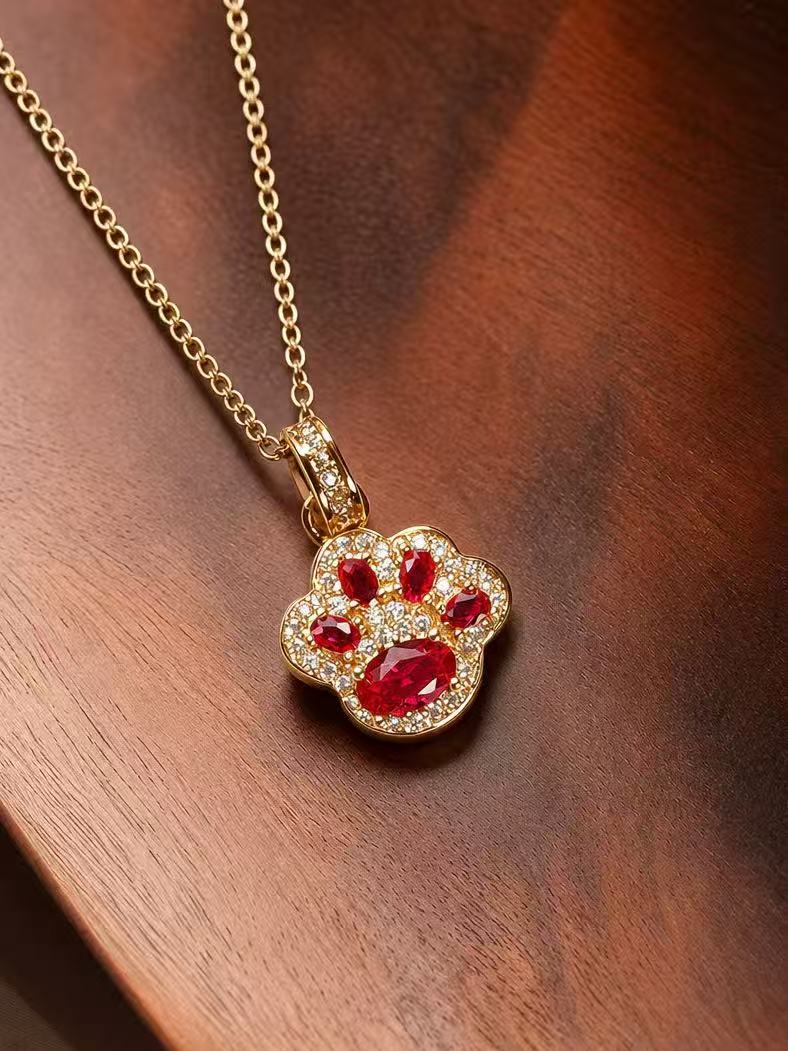 Oval Brilliant Cut Ruby Necklace - Paws of Fortune