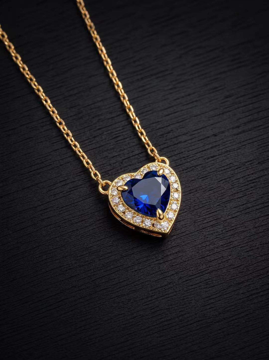 Sapphire-Heart Brilliant Cut Necklace-Vivid Heart Treasures