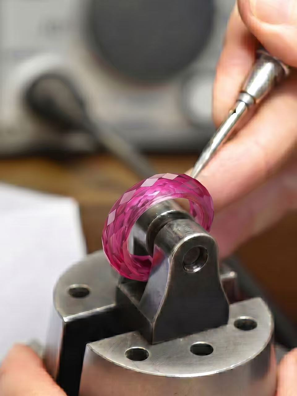 360-Degree Faceted Padparadscha Ring