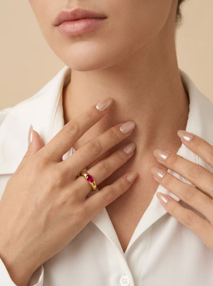Oval Brilliant Cut Ruby Ring - Sunset Blaze