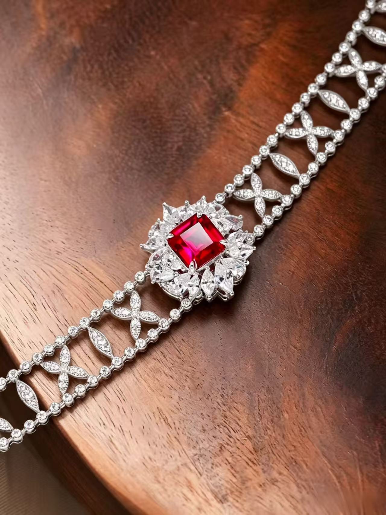 Emerald Brilliant Cut Ruby Necklace - Vermilion Vow