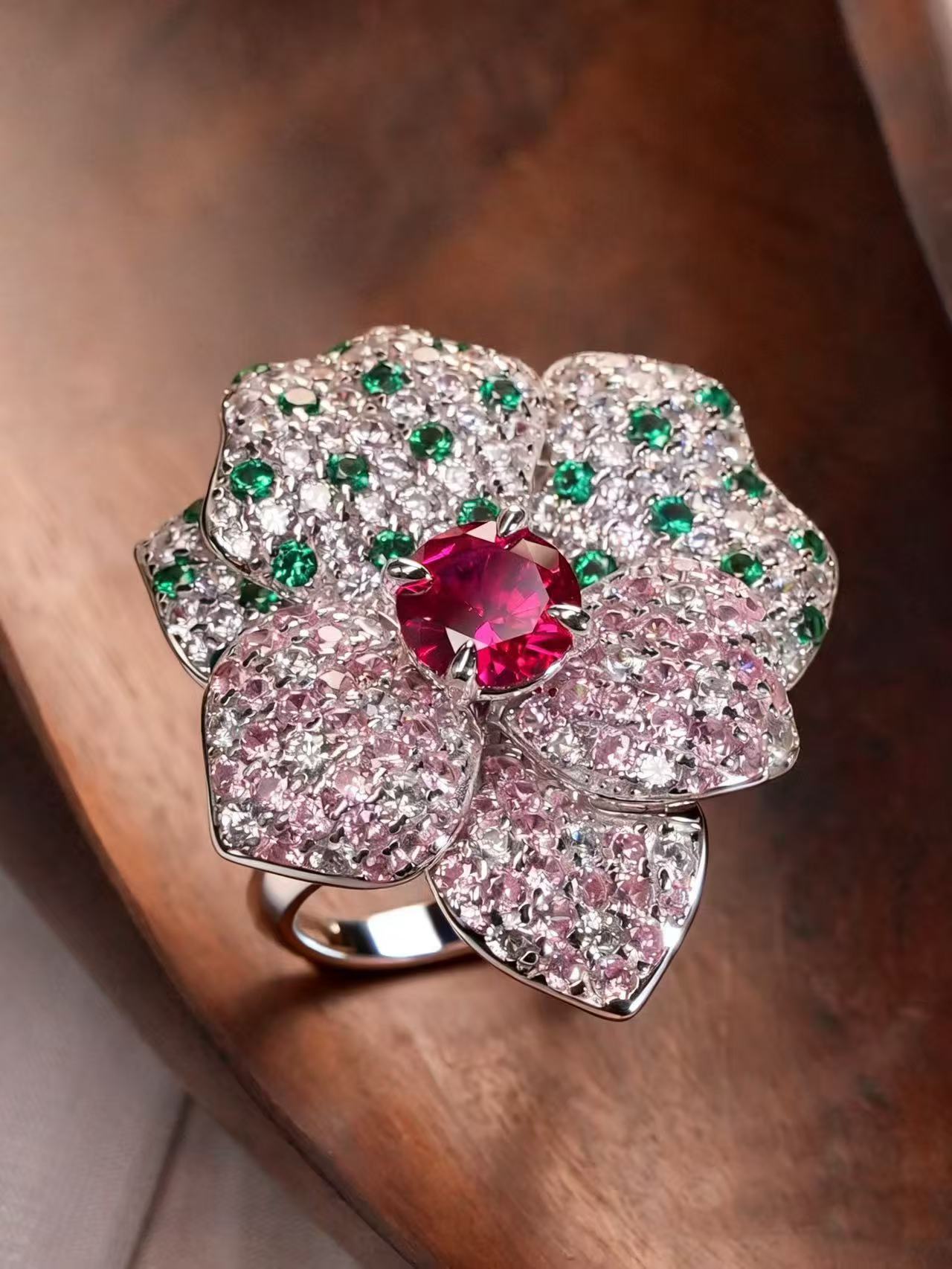 Oval Brilliant Cut Ruby Ring - Velvet Blossom 