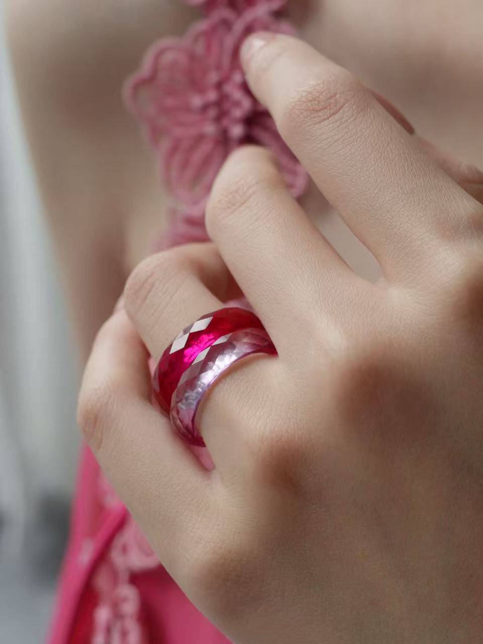 360-Degree Faceted Ruby Ring