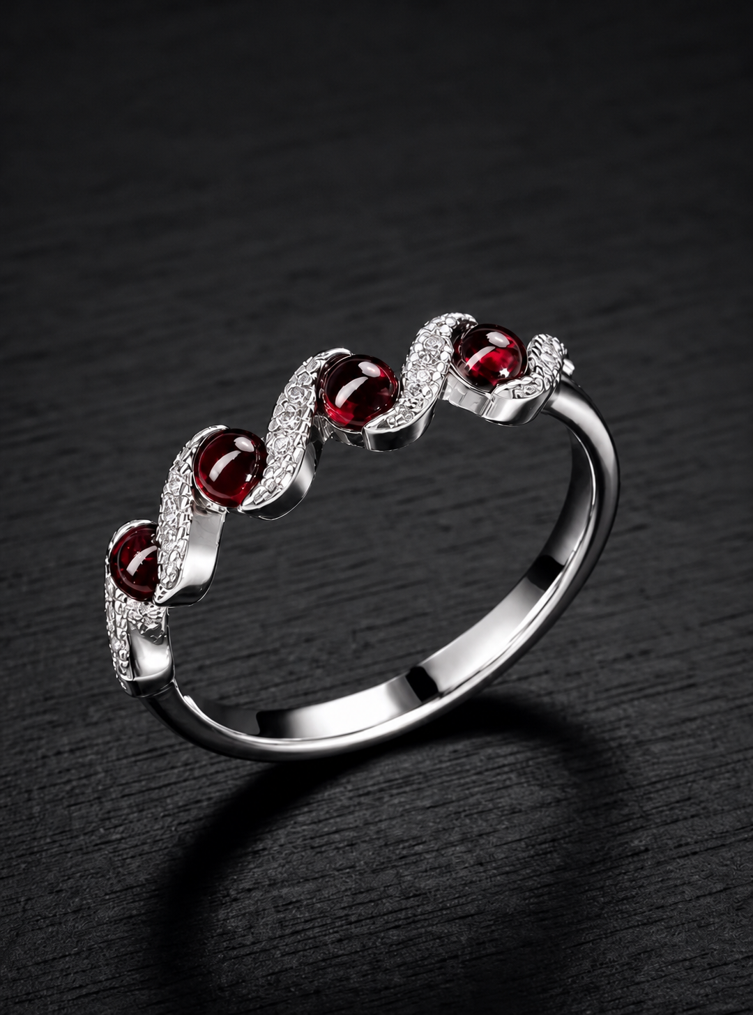 Garnet-Cabochon Ring-Crimson Ripple
