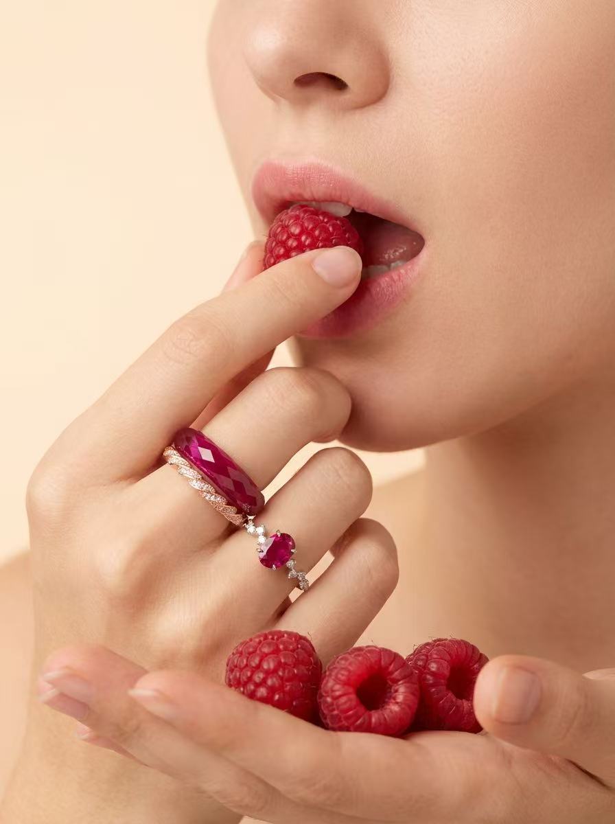 360-Degree Faceted Ruby Ring