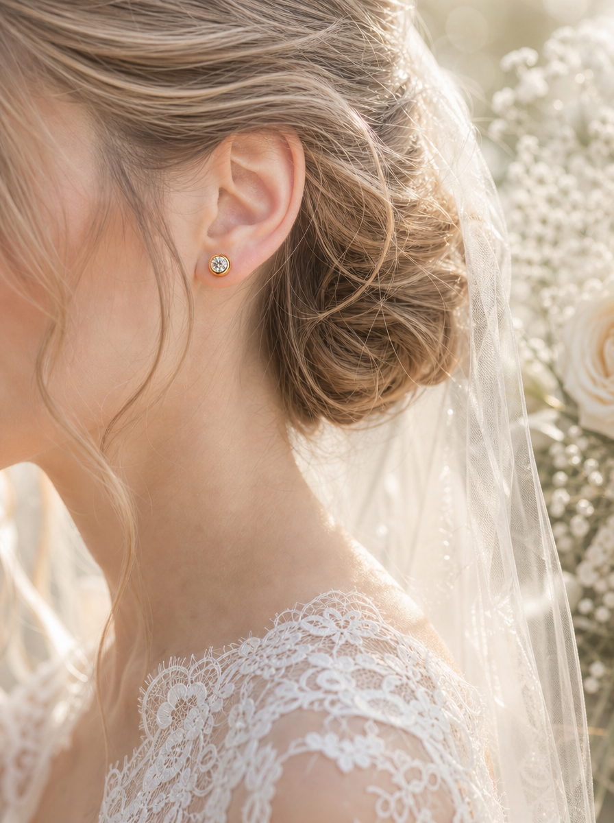 Round Brilliant Cut Moissanite Earring - Sunlit Sparkle