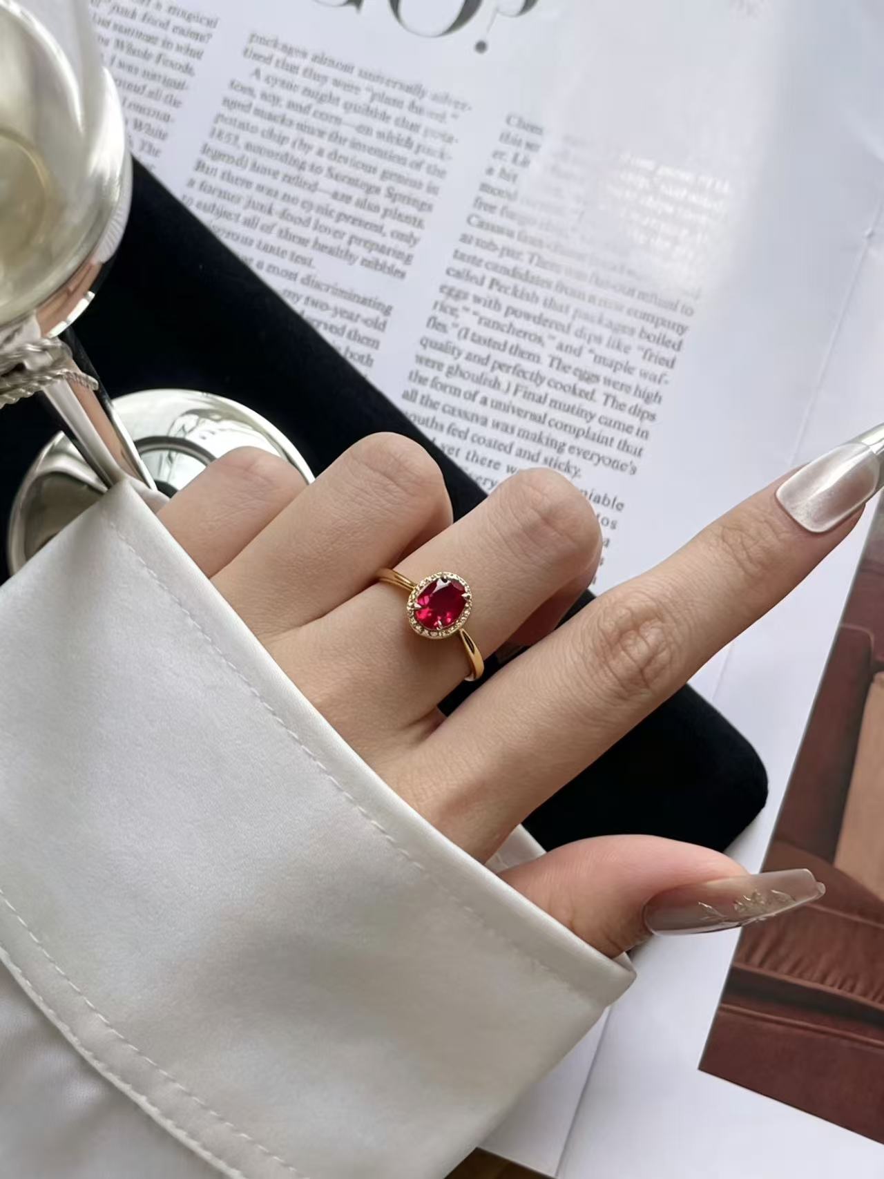 Oval Brilliant Cut Ruby Ring - Blood Rosebay