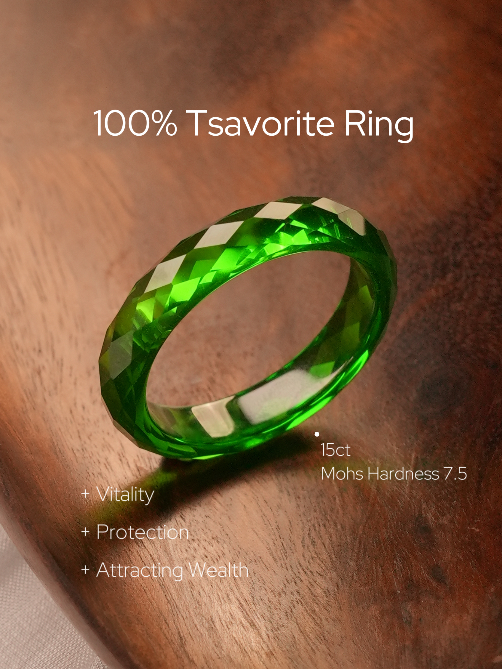 360-Degree Faceted Tsavorite Ring