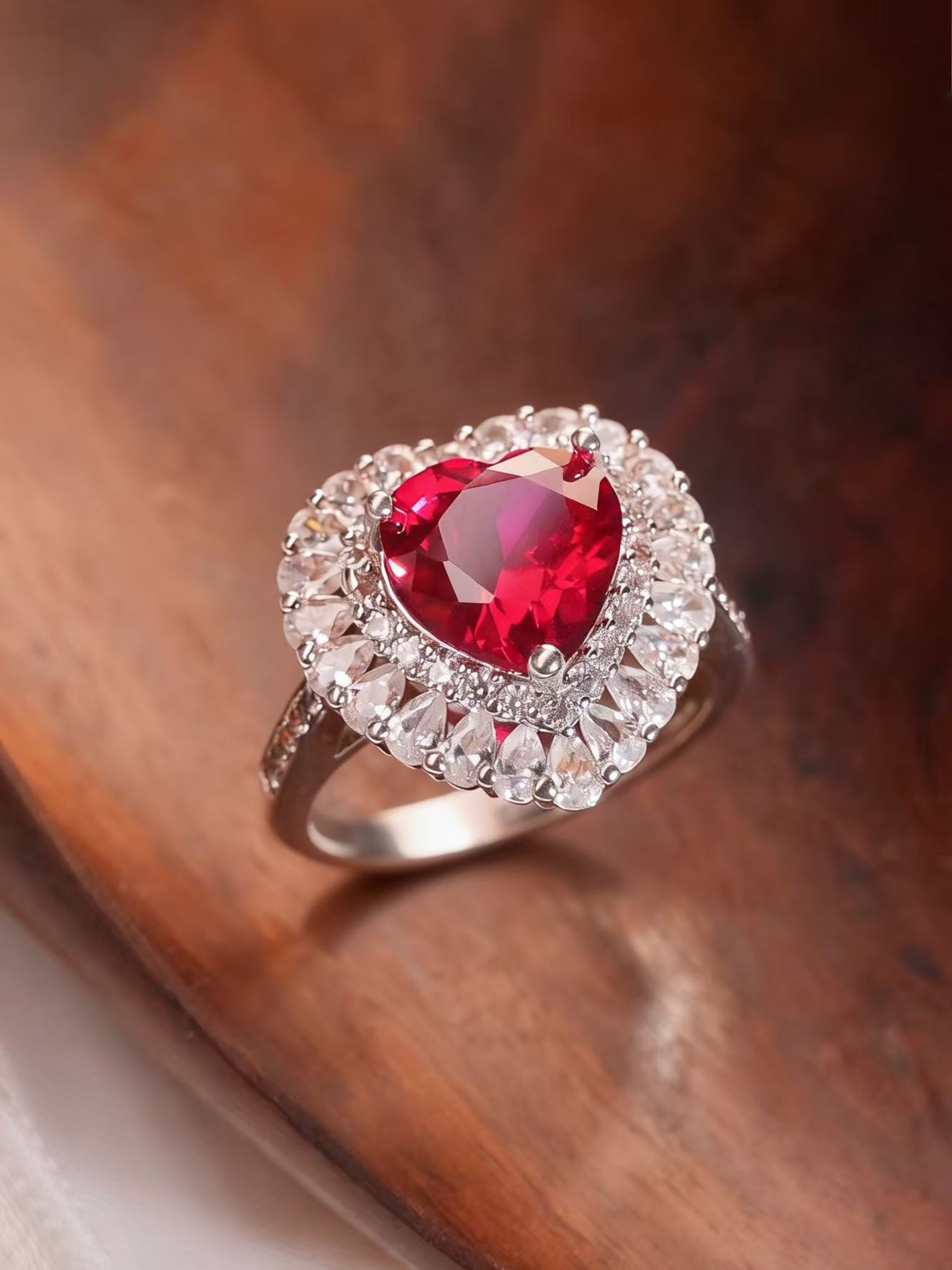 Heart Brilliant Cut Ruby Ring - Heart of Radiance
