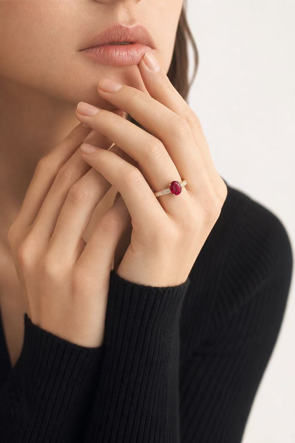 Oval Brilliant Cut Ruby Ring - Lumina