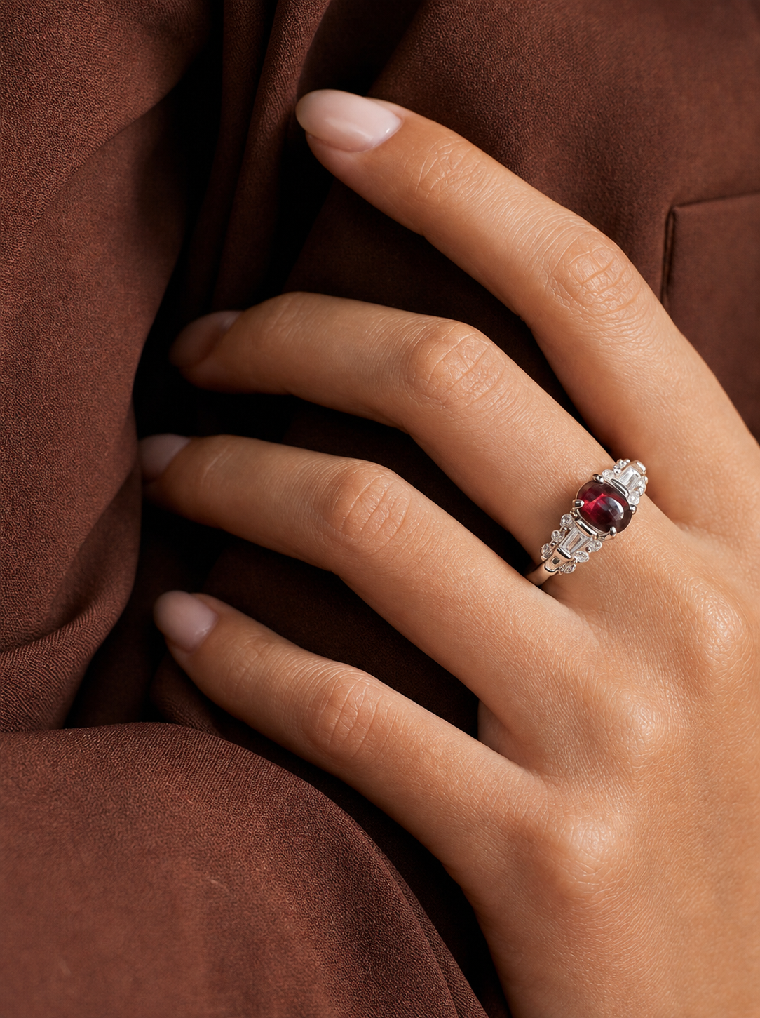 Garnet-Cabochon Ring-Vintage Ember