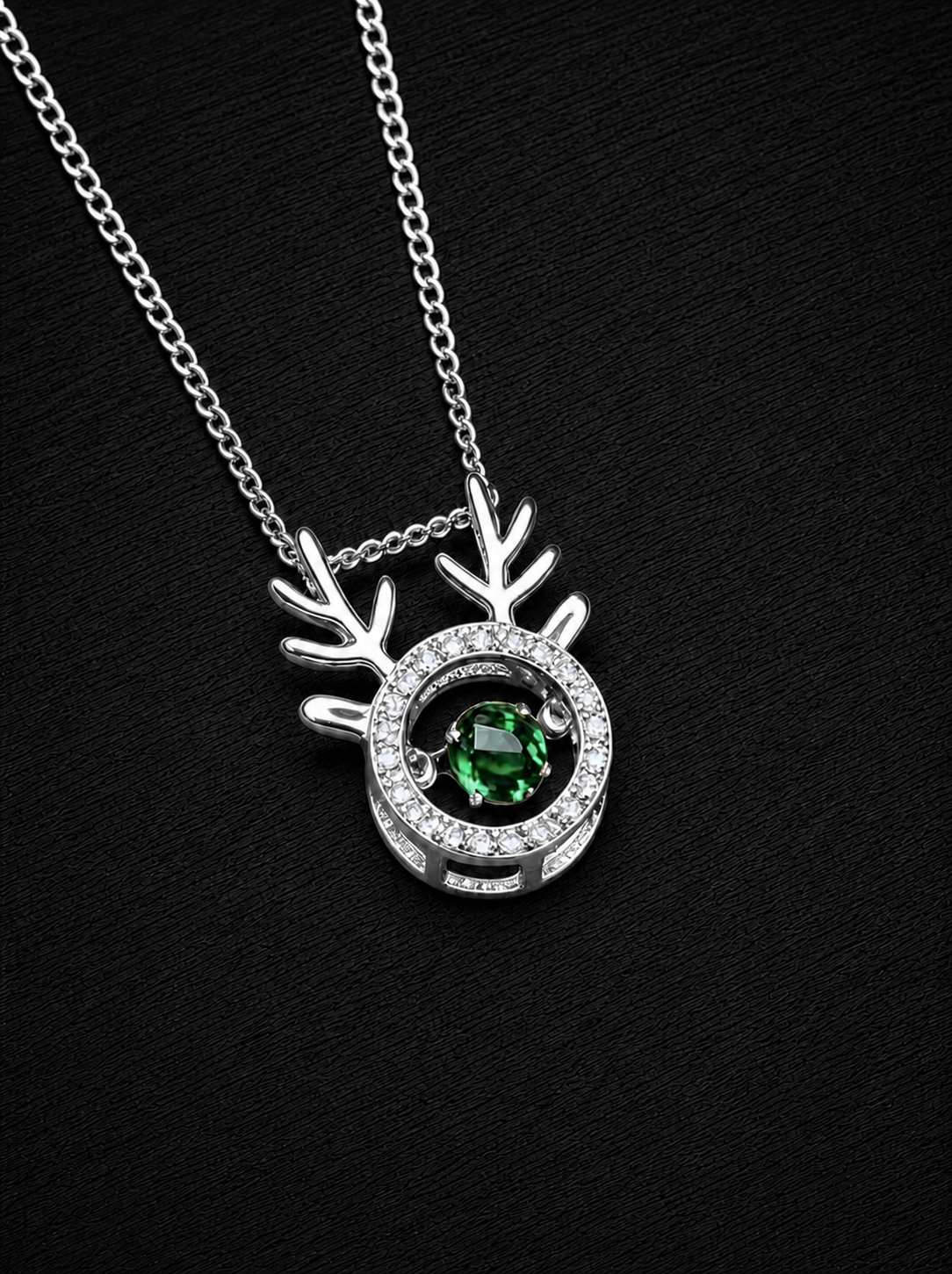 Emerald-Round Brilliant Cut Necklace-Spirited Elk