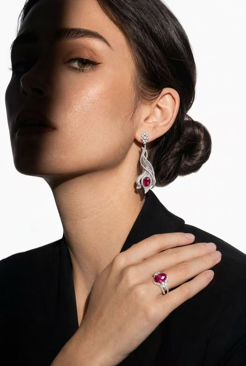 Oval Brilliant Cut Ruby Earring - Scarlet Grace