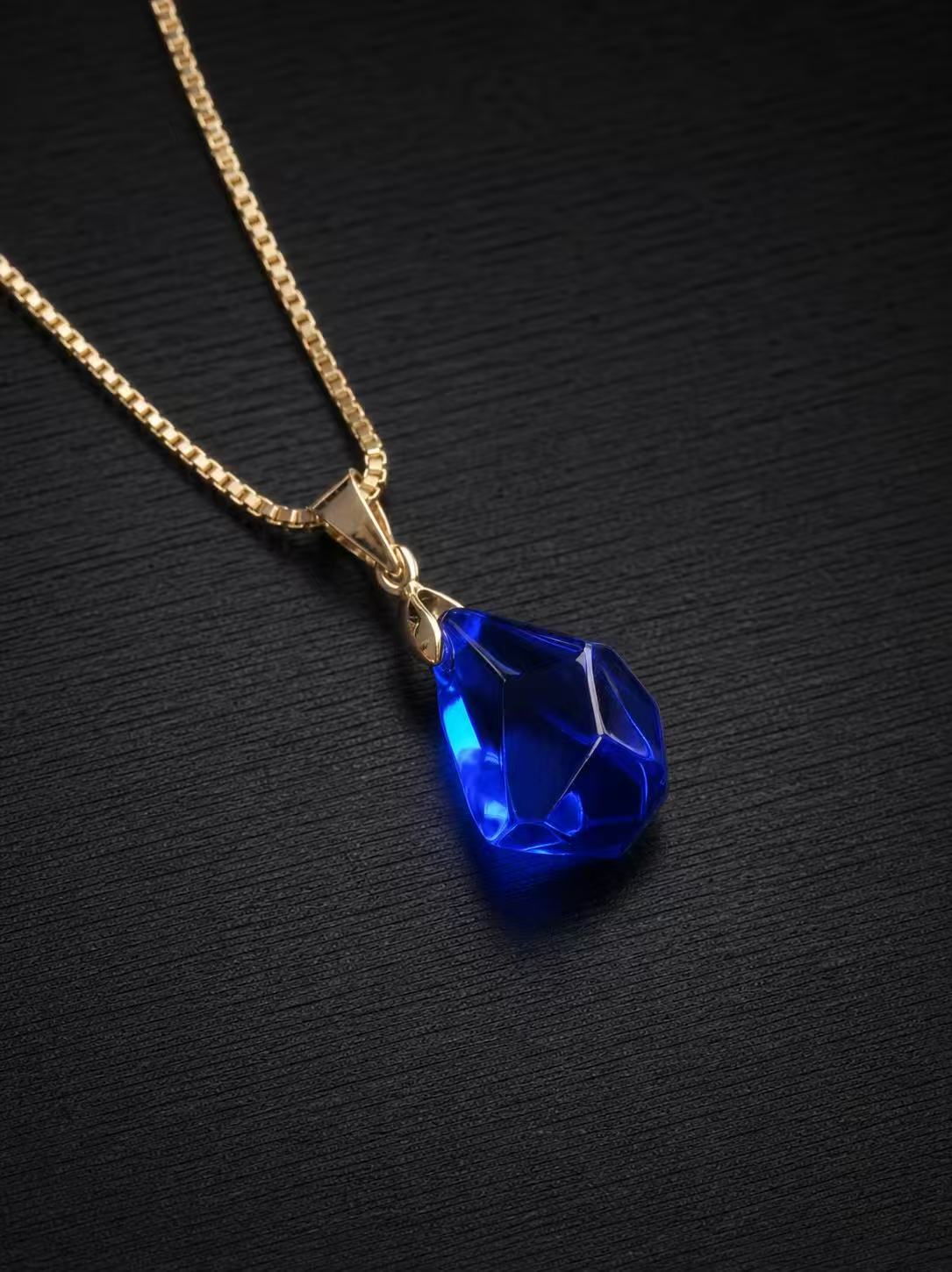 Sapphire-Free‑Form Faceted Cut Necklace - Midnight Haze