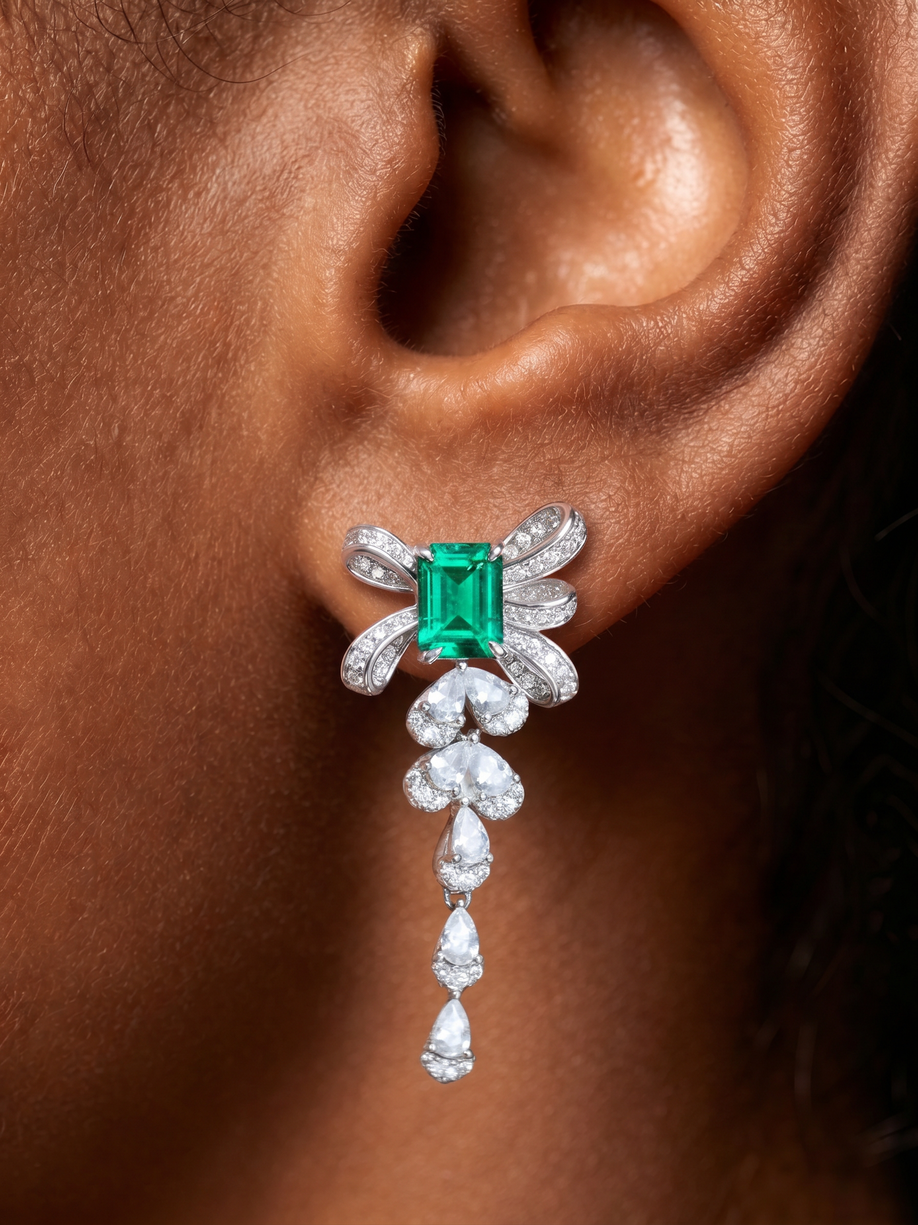 Emerald Brilliant Cut Emerald Earring - Verdant Whispers
