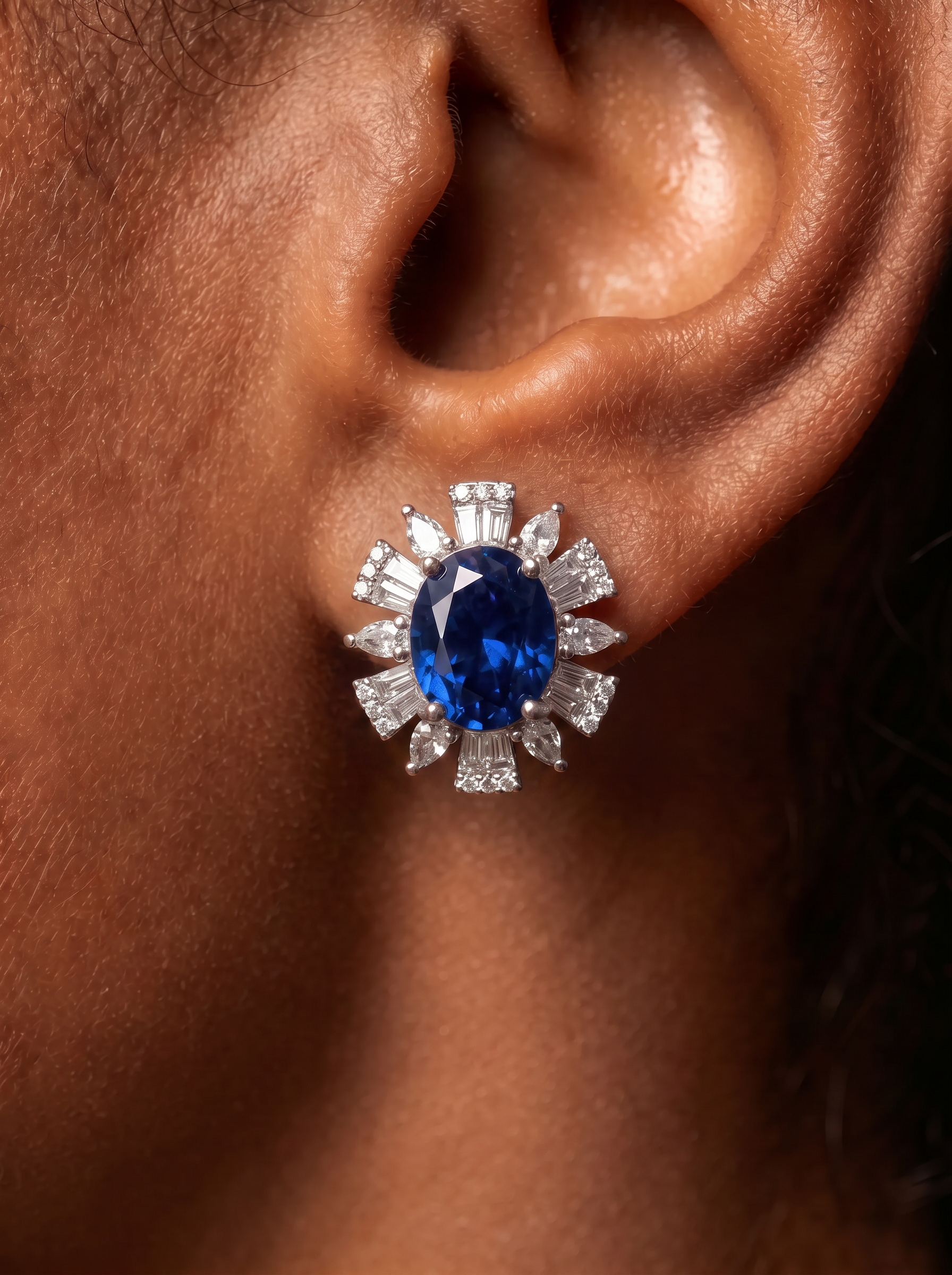 Oval Brilliant Cut Ruby/Sapphire Earrings - Solar Radiant