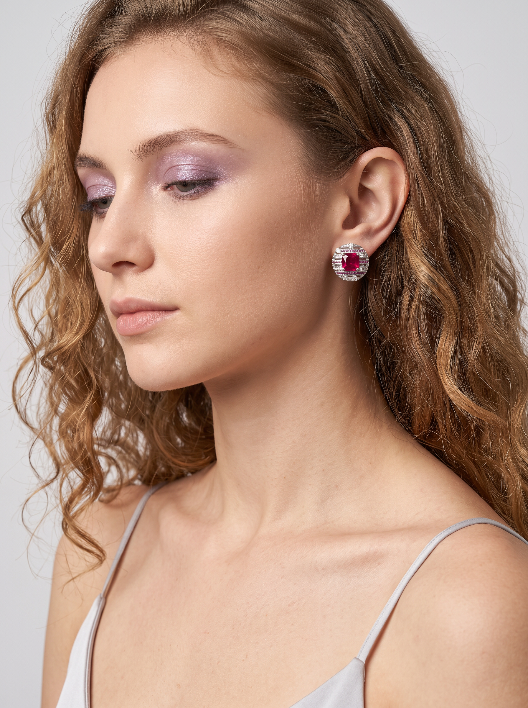 Oval Brilliant Cut Ruby/Sapphire Earrings - Ruby Orbit
