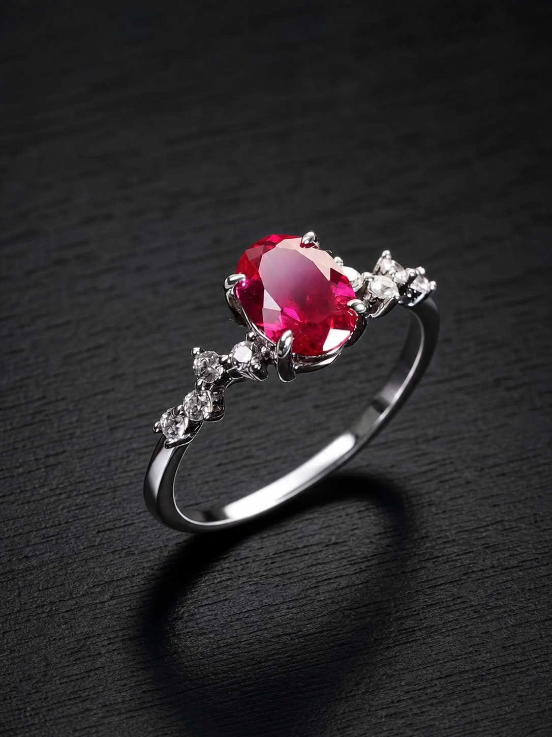 Ruby-Oval Brilliant Cut Ring - Crimson Oval