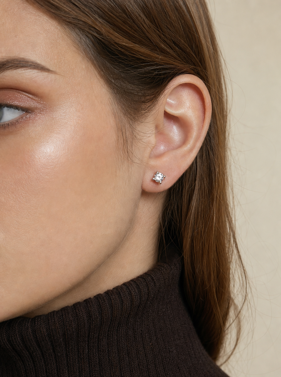 Round Brilliant Cut Moissanite Earring - Eternal Spark 