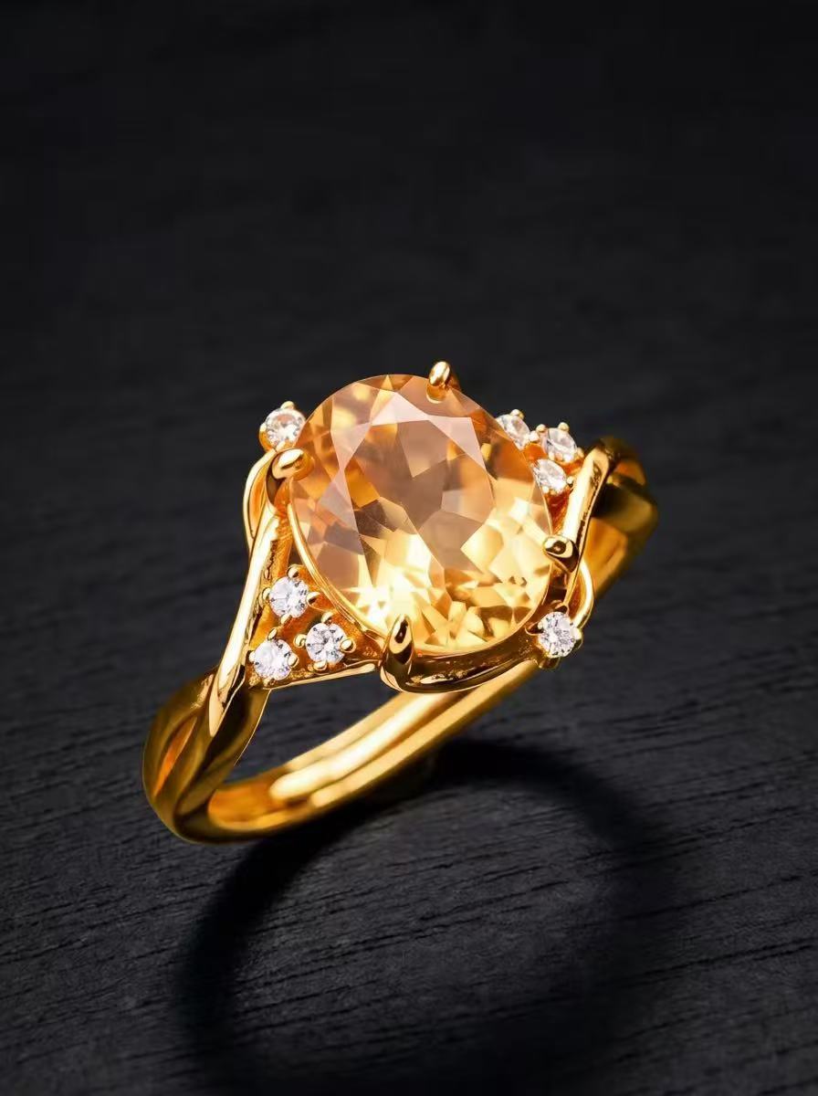 Citrine-Oval Brilliant Cut Ring-Radiant Embrace
