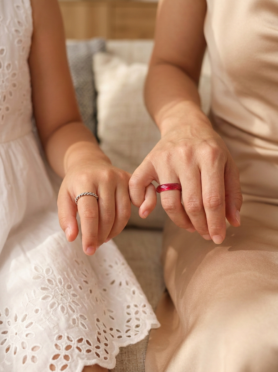 Ruby-360-Degree Faceted +Twisted Metal SILVER Rings