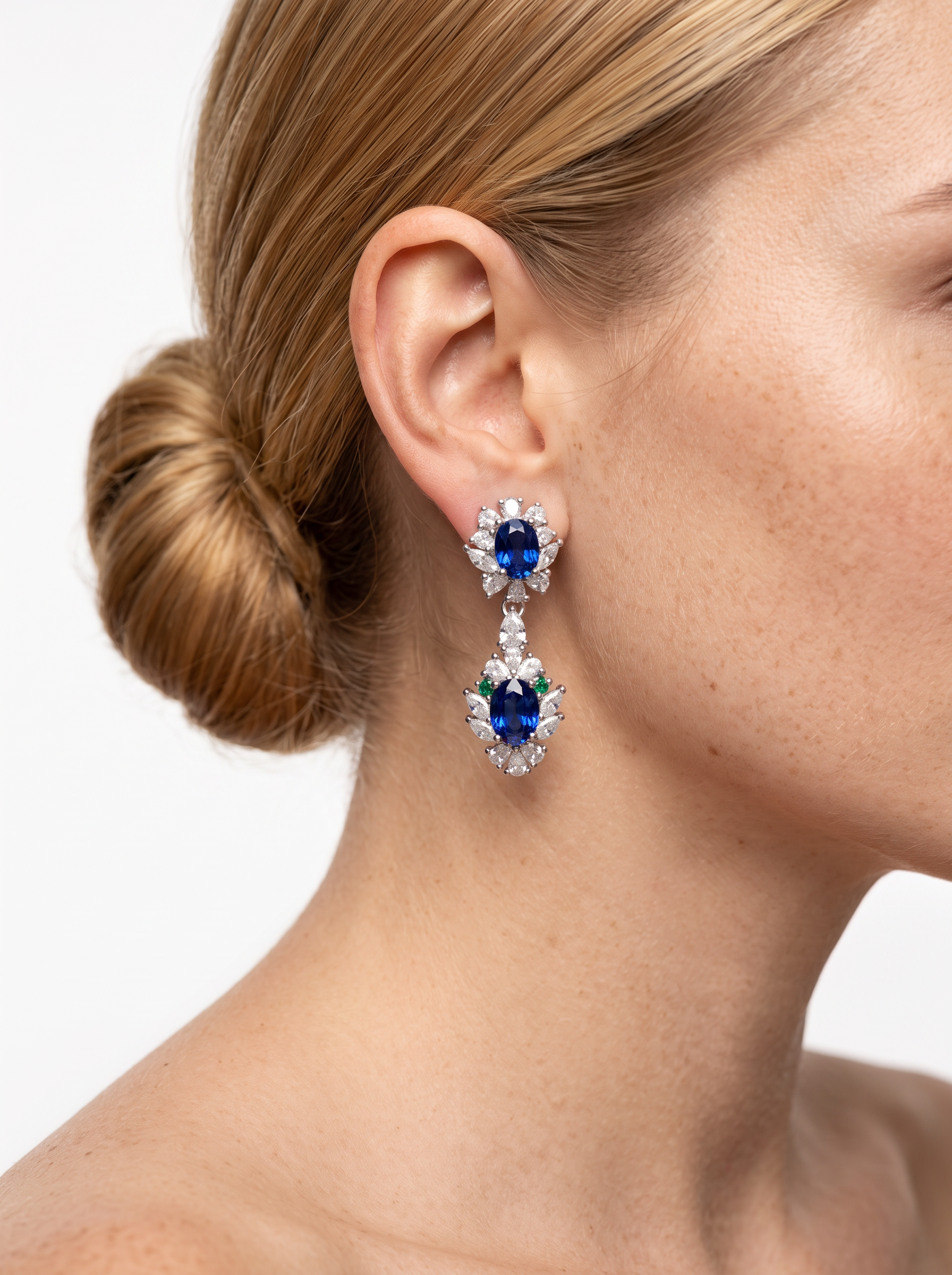 Oval Brilliant Cut Ruby/Sapphire Earrings - Royal Bloom