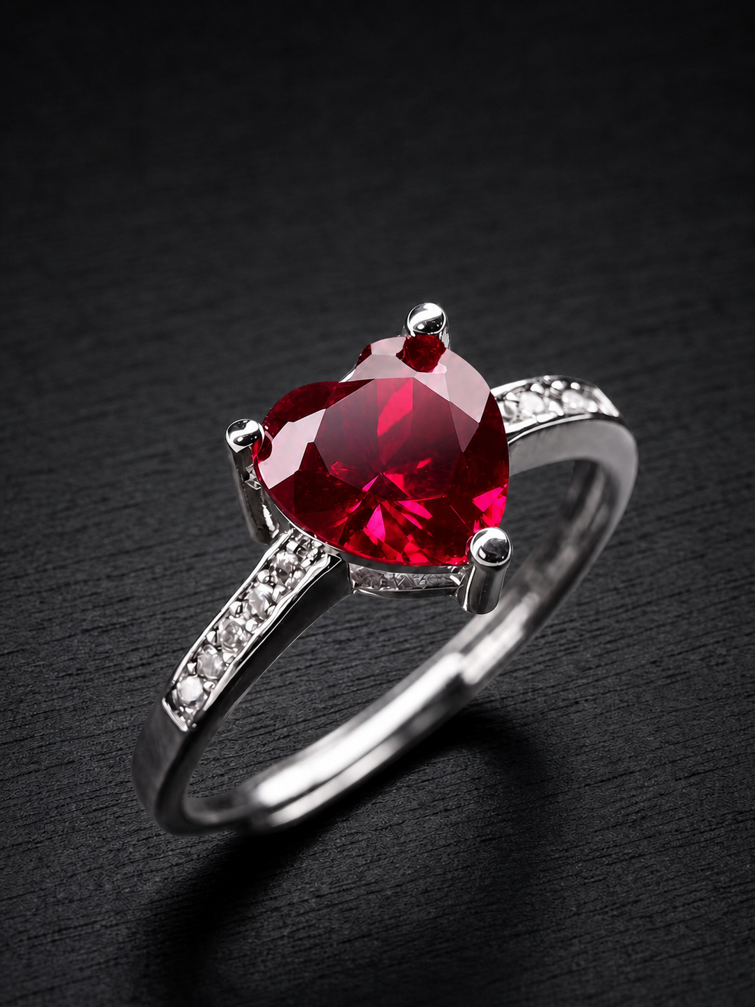 Sapphire/Ruby-Heart Shaped Brilliant Cut Ring-Soulmate's Promise