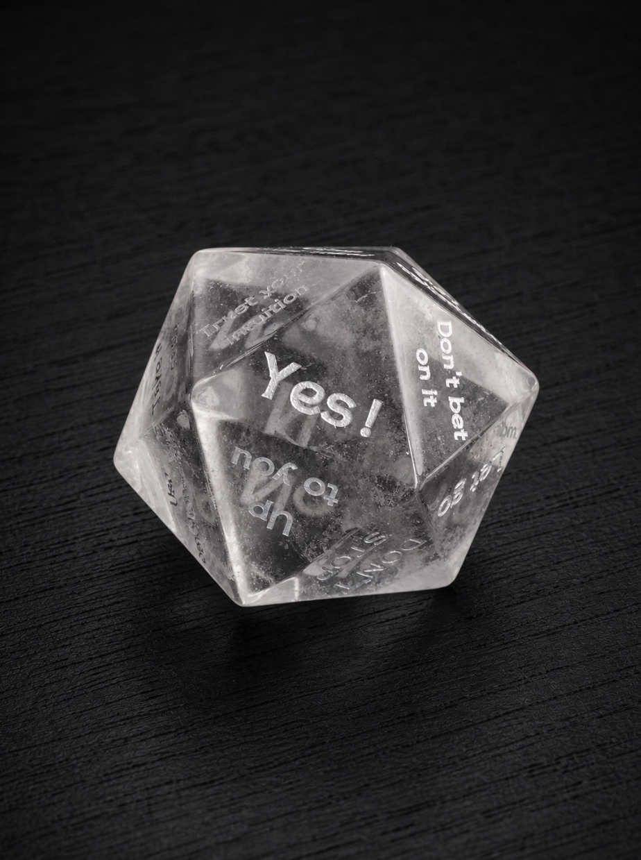 Dodecahedron Fancy Cut Natural Clear Quartz Crystal - Answer Dice Pro