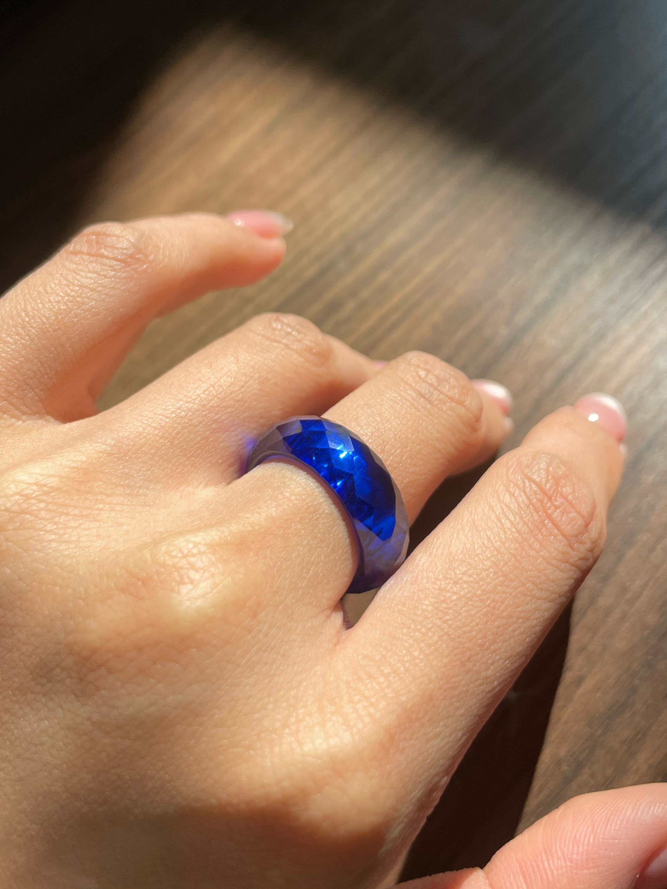 360-Degree Thick-Cut Royal Blue Sapphire Ring