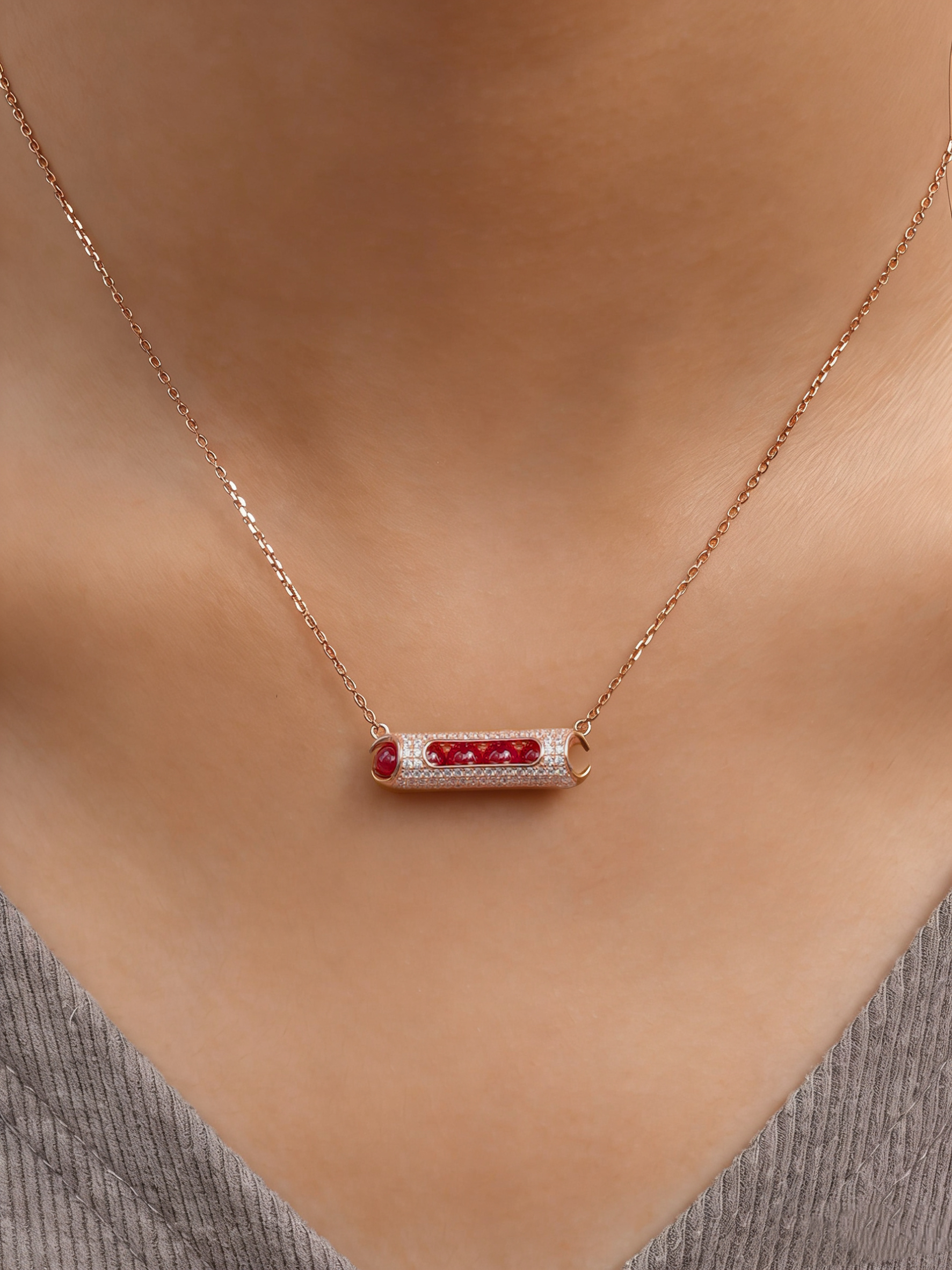 Rolling Ruby Necklace
