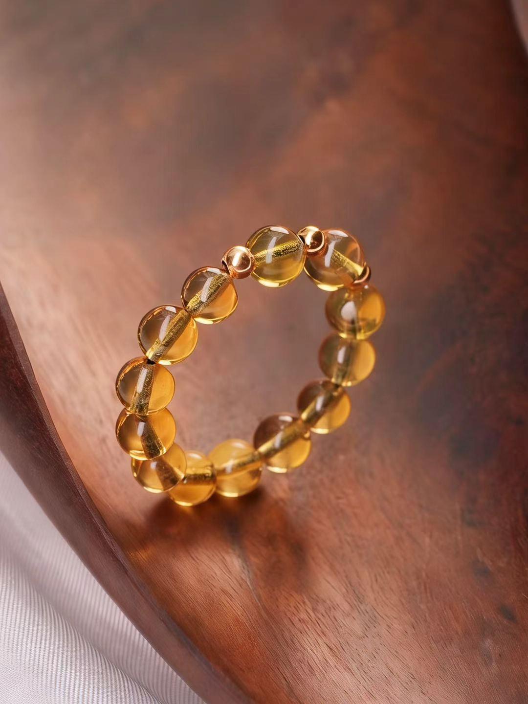 Golden Hour Amber Bead Ring