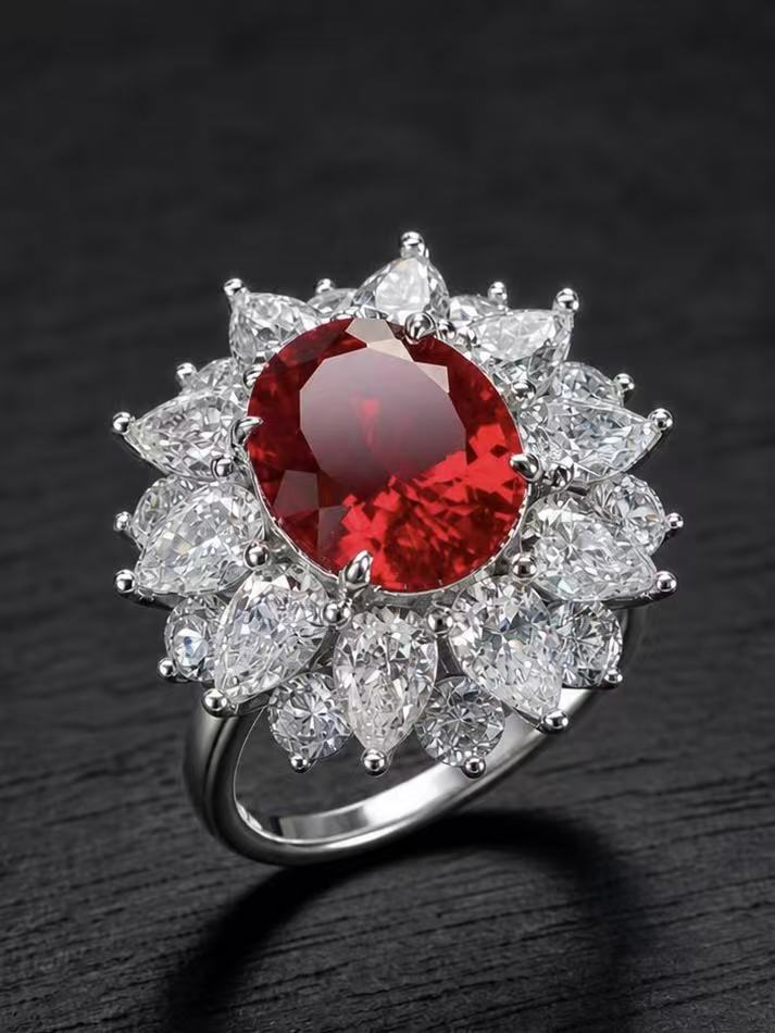 Ruby-Oval Brilliant Cut Ring-Crimson Treasure