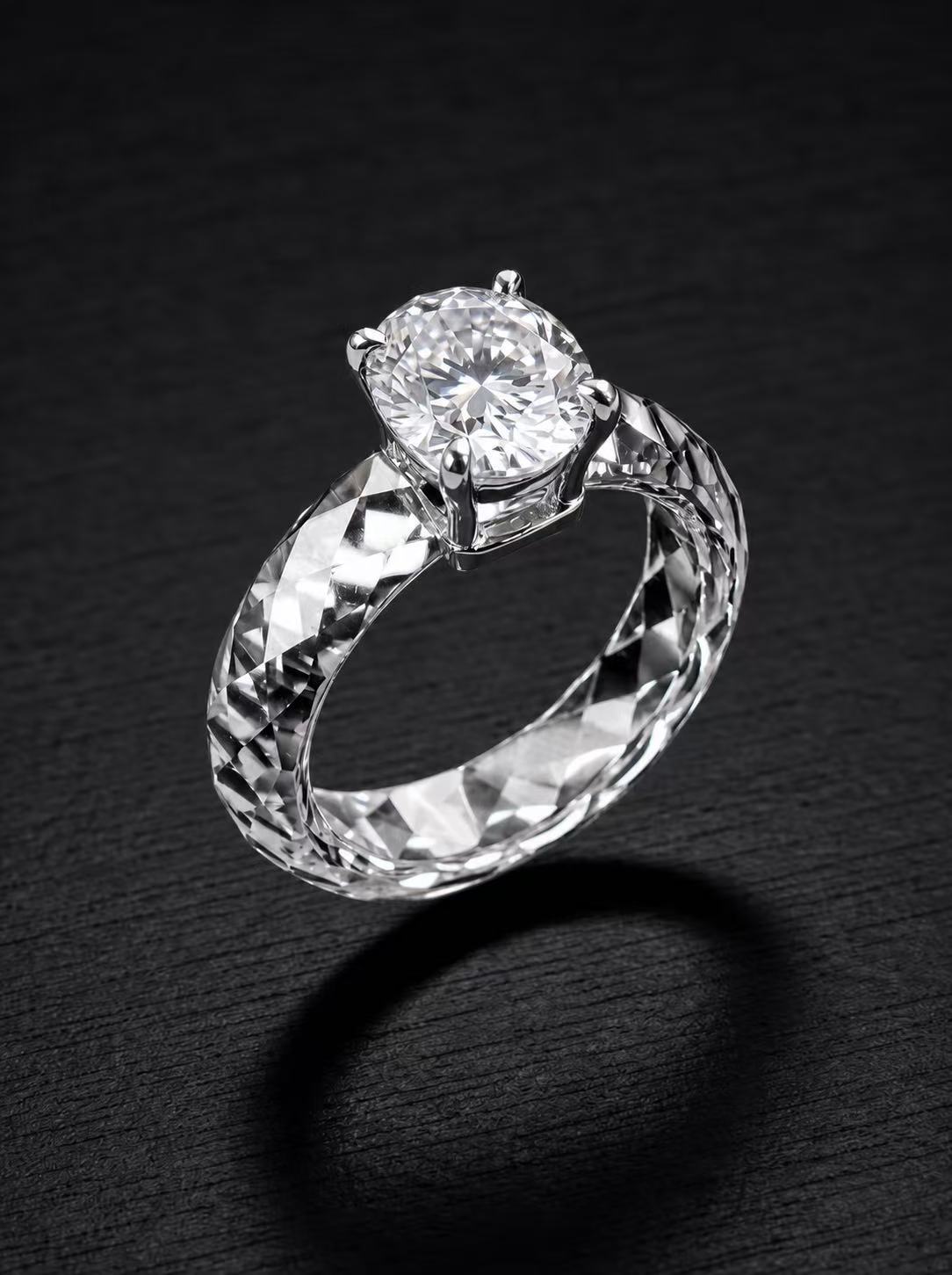 Moissanite-PRO-Moon White-360-Degree Faceted Ring