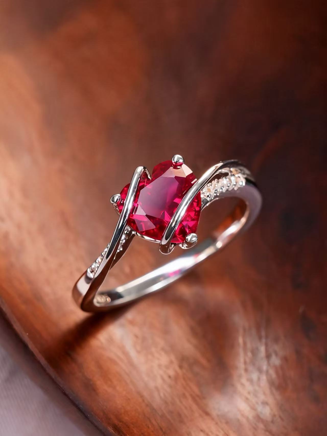 Heart Brilliant Cut Ruby Ring - Crush on you