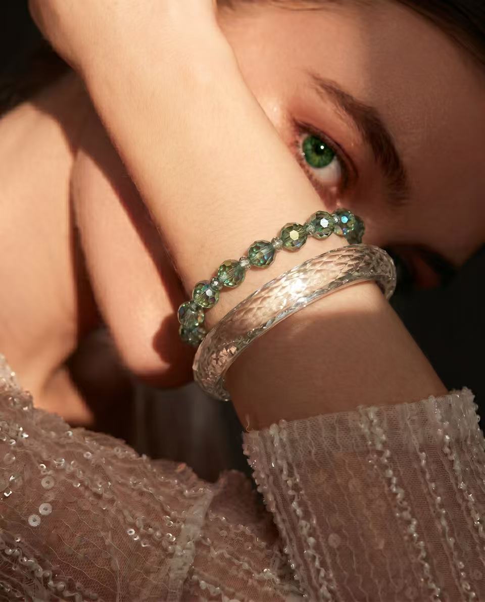 Fancy Brilliant Cut Moissanite Bracelet - Mint Green