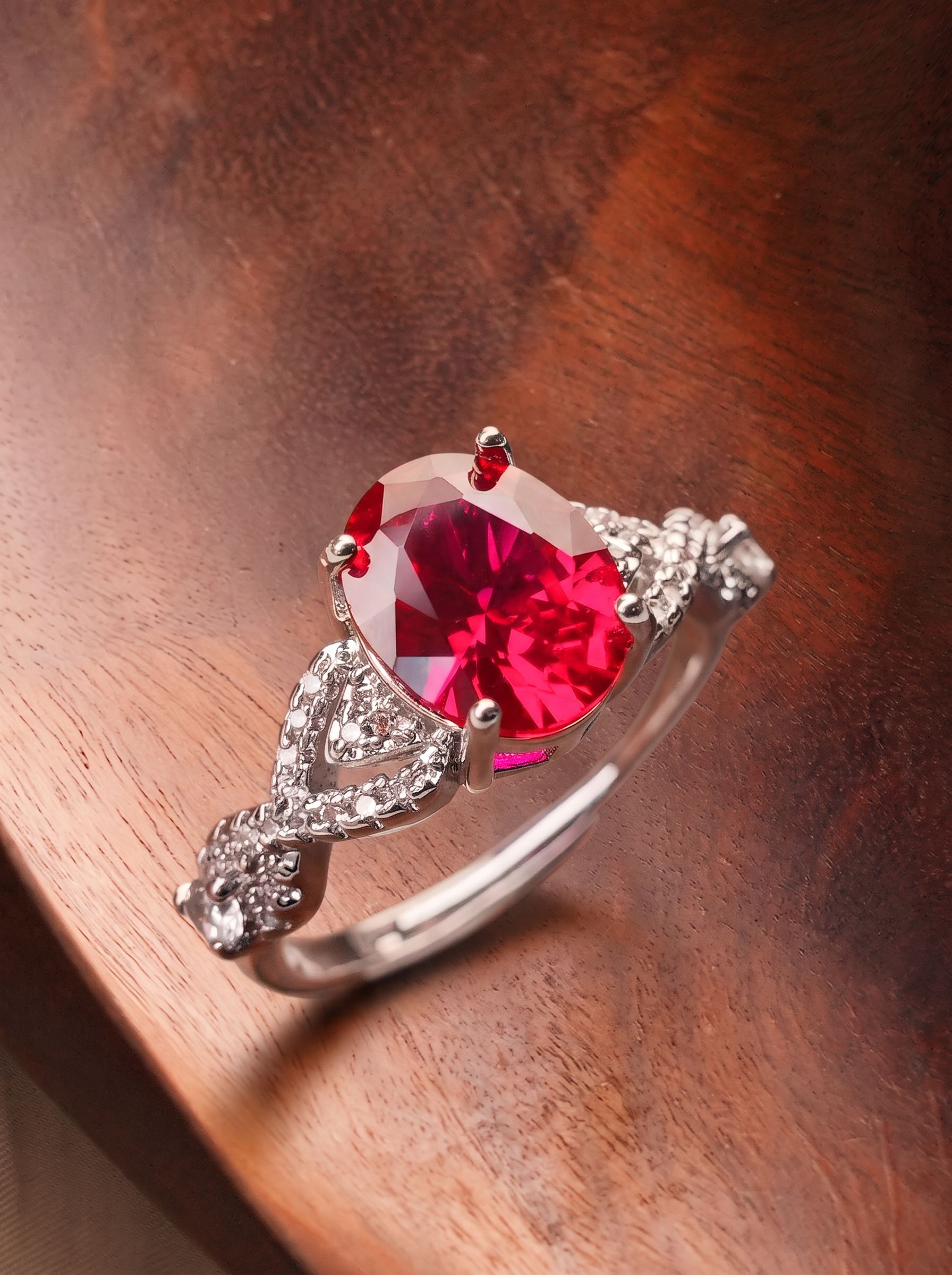 Oval Brilliant Cut Sapphire/Ruby Ring - Gleam Vine