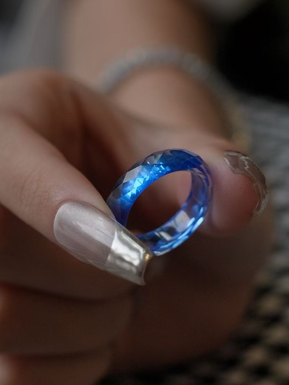 360-Degree Faceted Cornflower Blue Sapphire Ring
