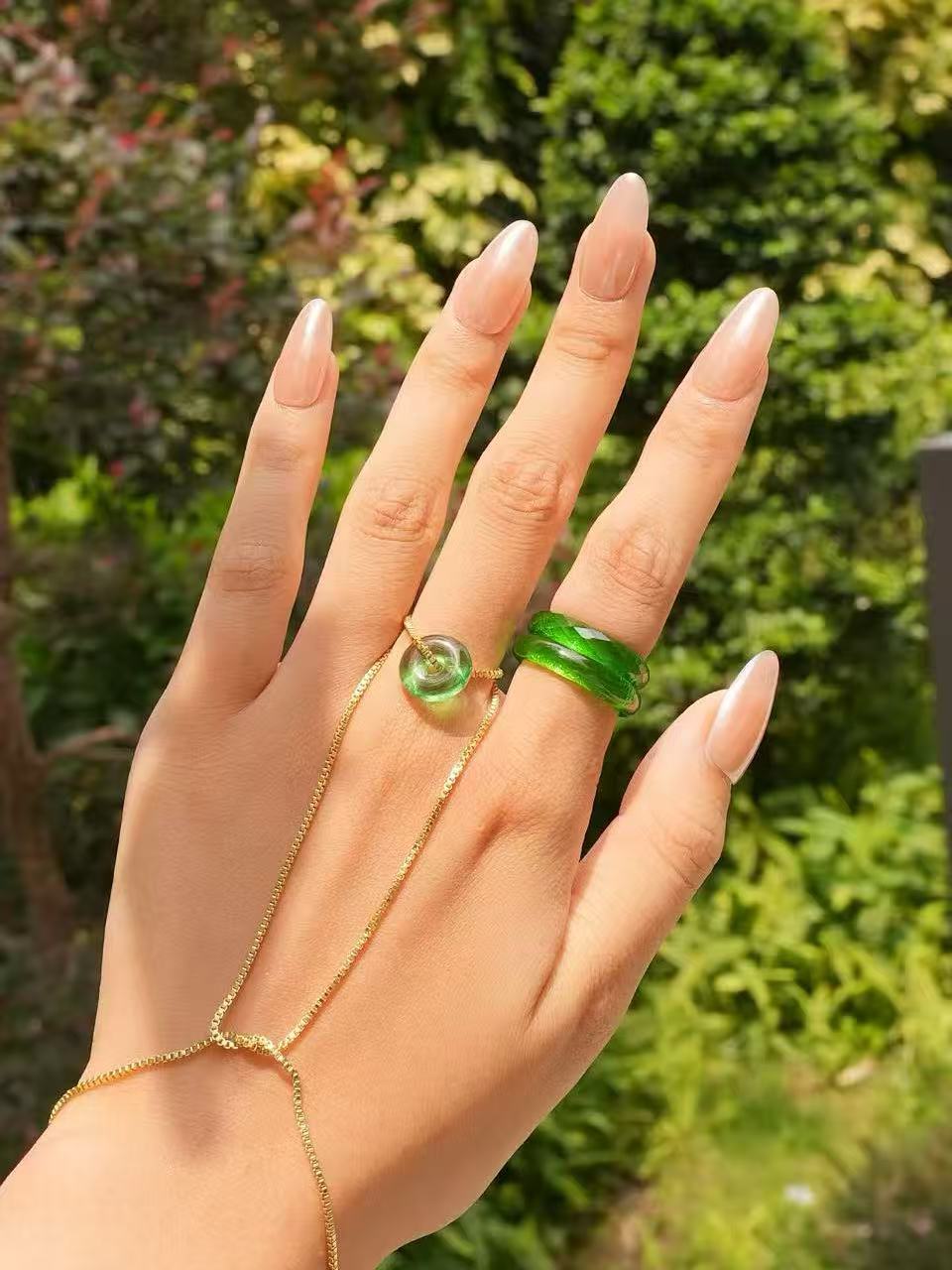 360-Degree Faceted Tsavorite Ring