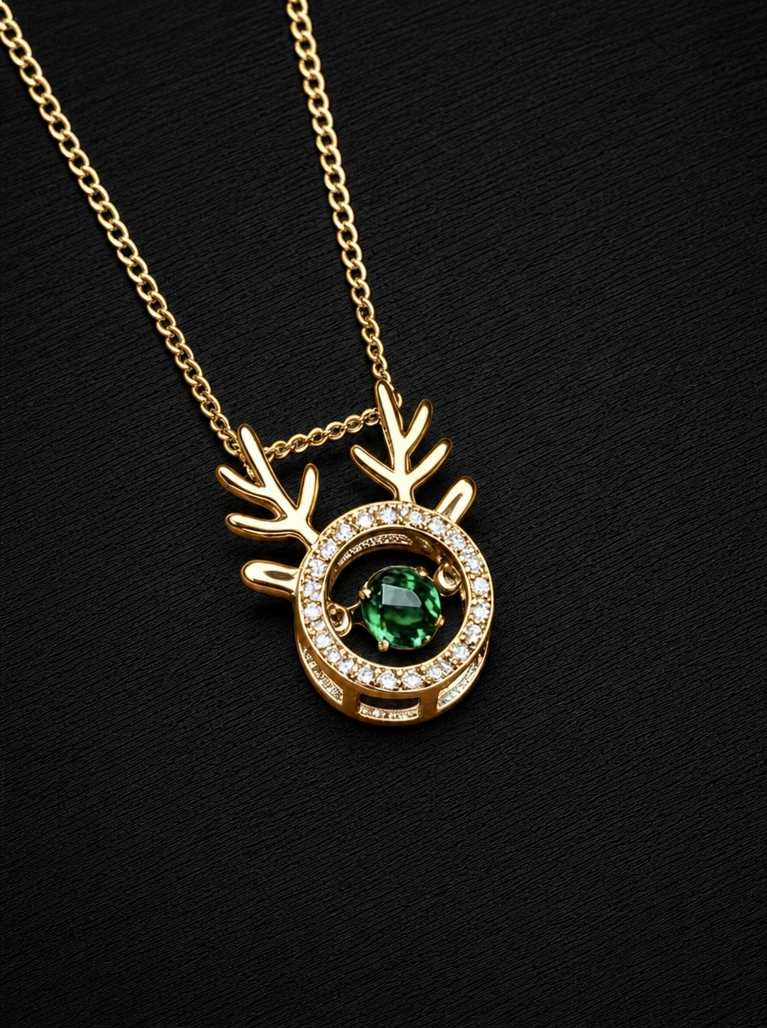 Emerald-Round Brilliant Cut Necklace-Spirited Elk