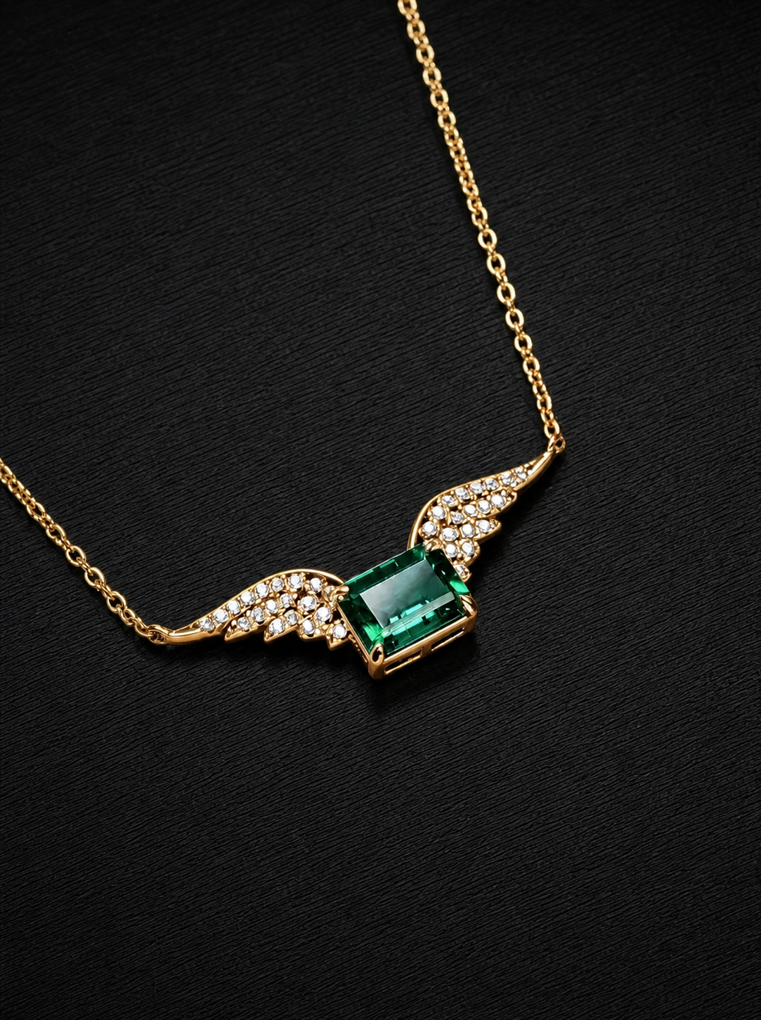 Emerald-Emerald Brilliant Cut Necklace-Emerald Wings 