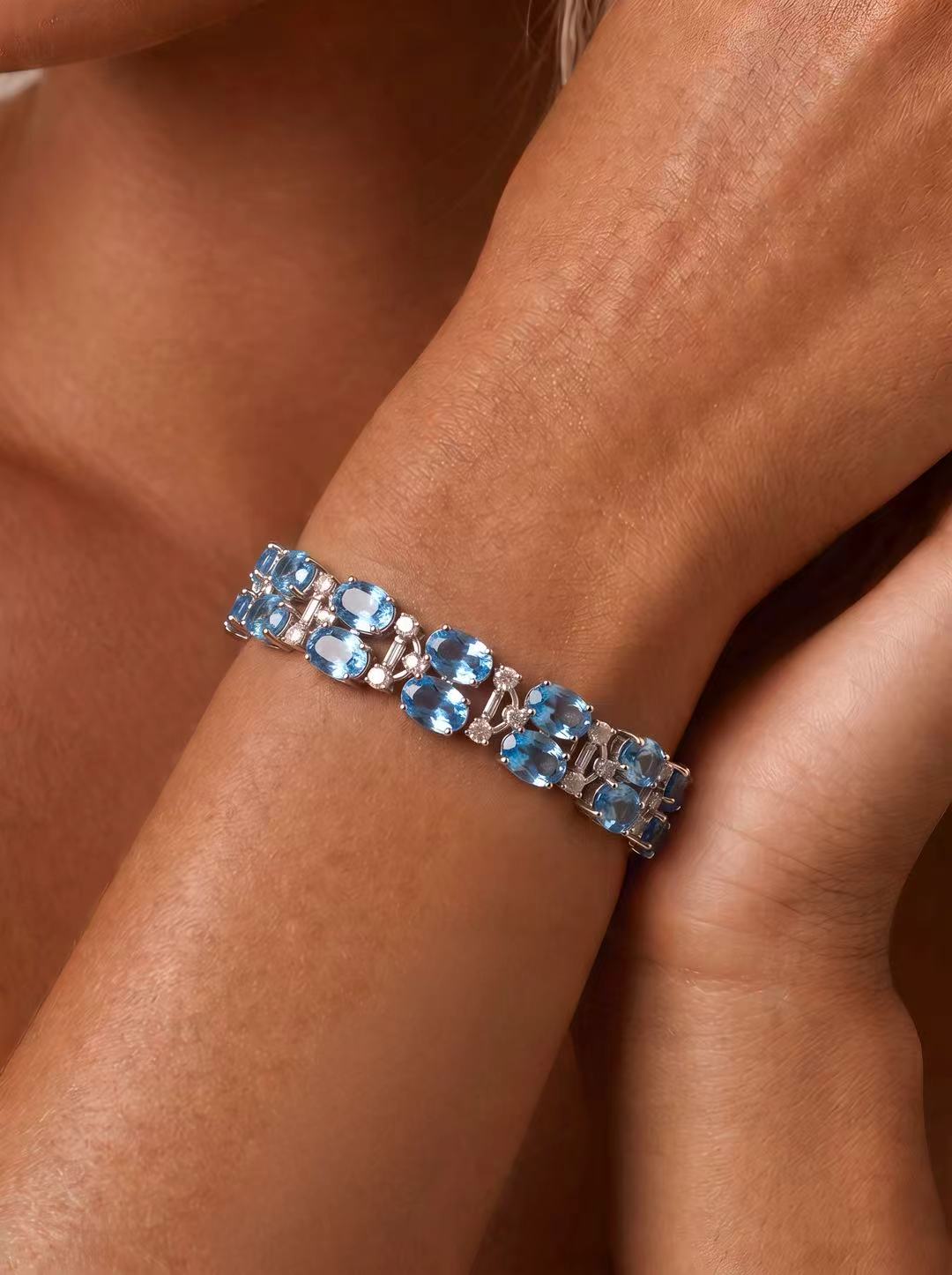 Oval Brilliant‑Cut Royal Sapphire Bracelet - Sapphire Symphony