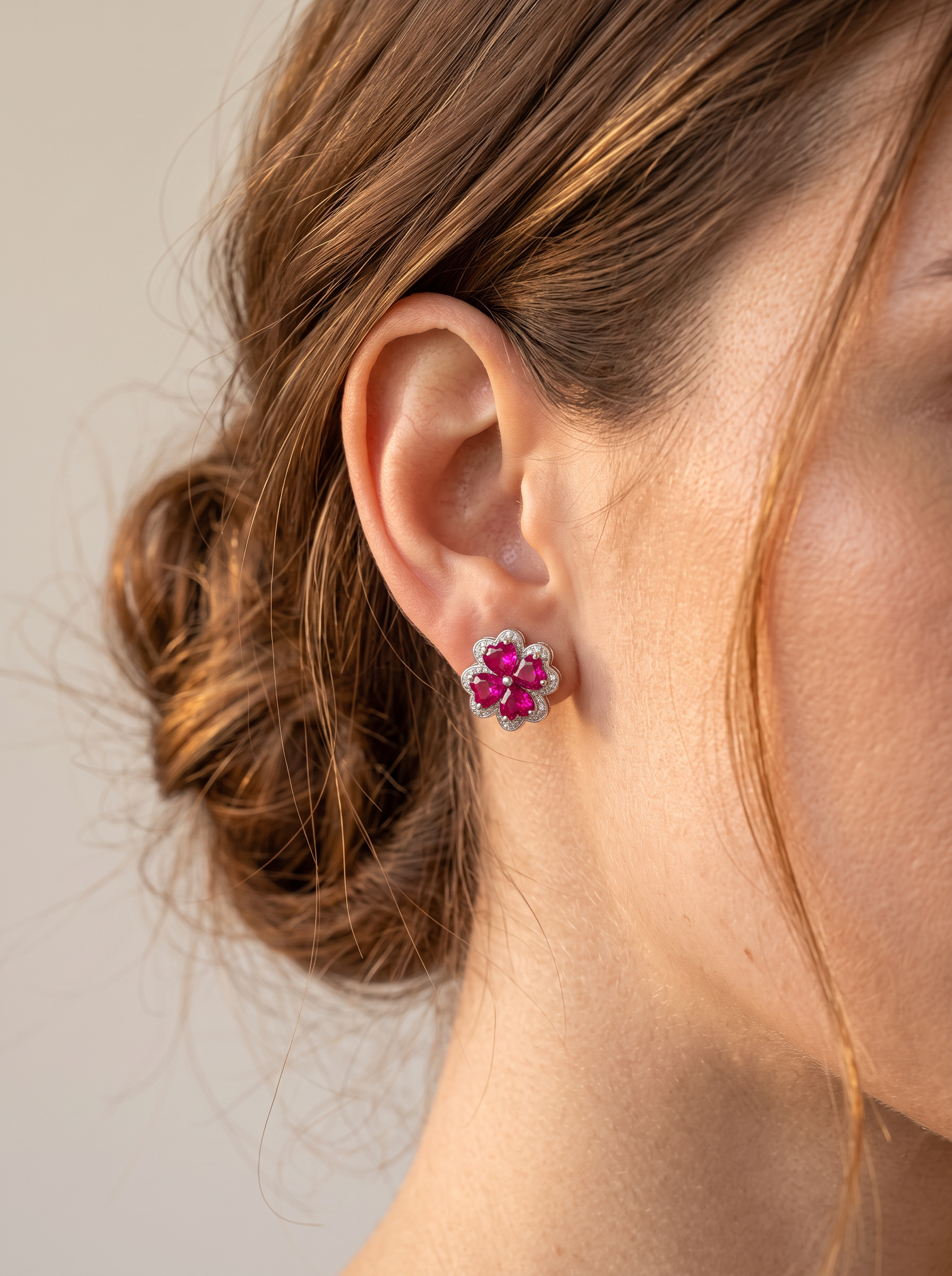Heart Brilliant Cut Ruby Earrings - Lucky Petal