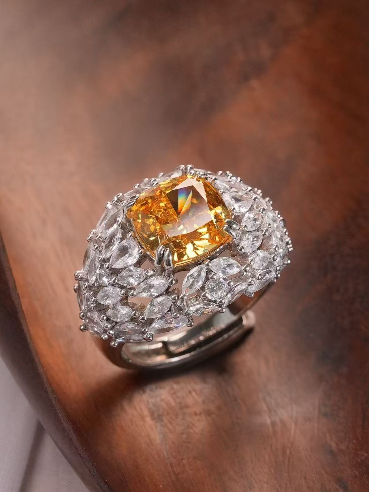 Cushion Brilliant Cut Cubic Zirconia Ring - Moon Tides