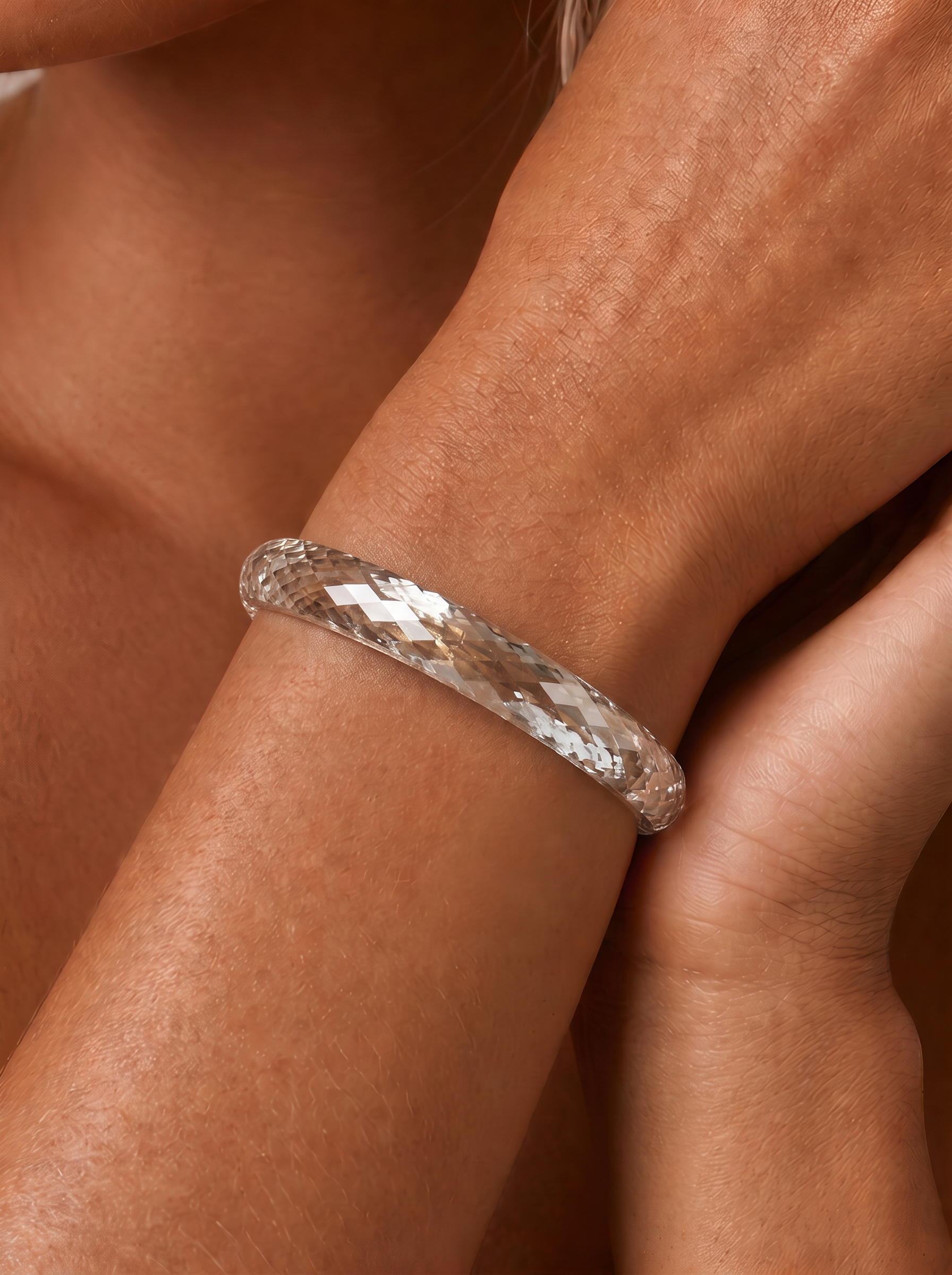 360-Degree Faceted Moissanite Bangle - Moonlight White
